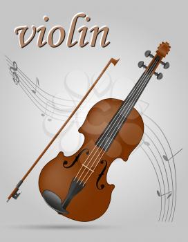 violin musical instruments stock vector illustration isolated on gray background