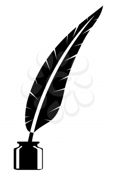feather and inkwell old retro vintage icon stock vector illustration isolated on white background