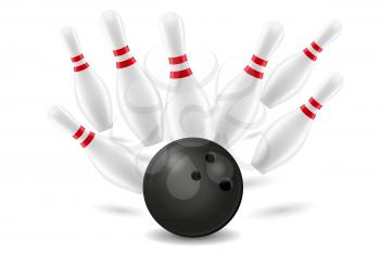 bowling ball and pin vector illustration isolated on white background