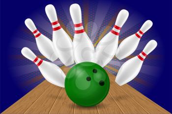 bowling ball and pin vector illustration isolated on background