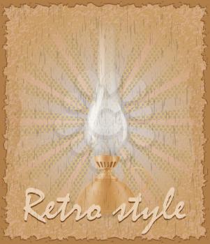 retro style poster old kerosene lamp stock vector illustration