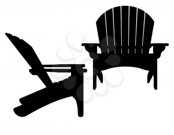 beach or garden armchair black contour silhouette vector illustration isolated on white background