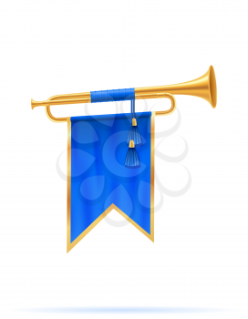 king royal golden horn trumpet vector illustration isolated on white background