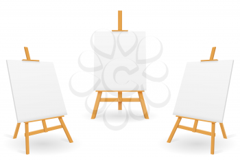 wooden easel for painting and drawing with a blank sheet of paper template for design vector illustration isolated on white background