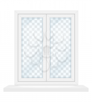 white transparent plastic window with window sill vector illustration isolated on background