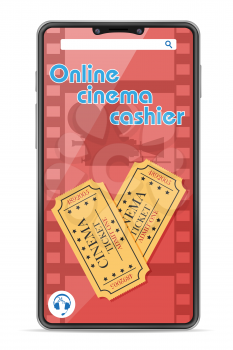 smartphone concept online cinema cashier vector illustration isolated on white background