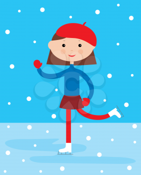 Royalty Free Clipart Image of a Girl Skating