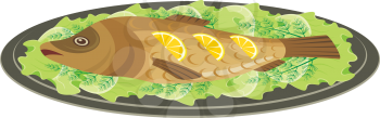 Royalty Free Clipart Image of Baked Fish