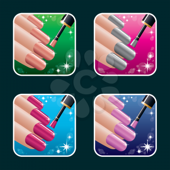 Set of icons of women's manicure. vector, gradient, transparency, EPS10 