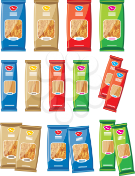 Image of various pasta on a white background