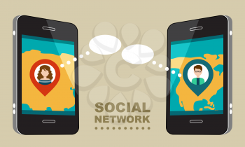 Flat design illustration concept for social network. Vector illustration