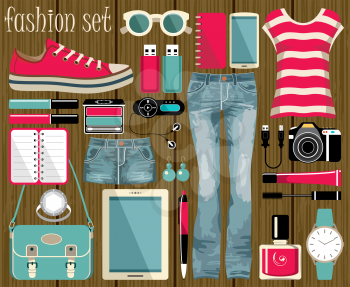 Fashion vector set in a style flat design. Vector illustration