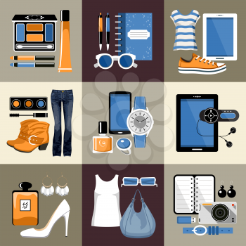 Fashion set in a style flat design. Vector illustration