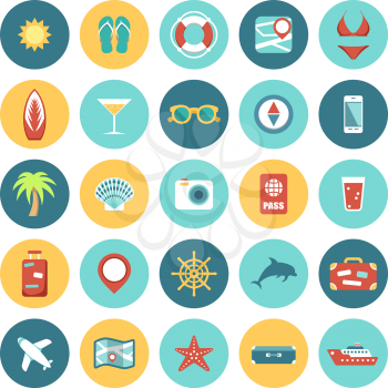 Flat icons set for Web and Mobile Applications. Travel.  Vector illustration