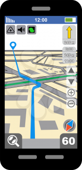 Smartphone with GPS navigator. Vector
