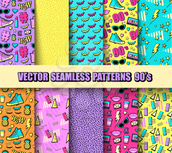 Vector Seamless Backgrounds 80s, 90s