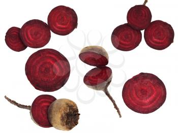 collection of fresh beets on a white background