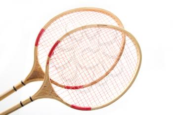 Badminton racket on a white background