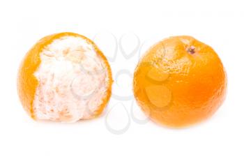 Two oranges on a white background 