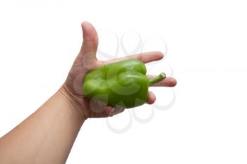 green bell pepper in hand