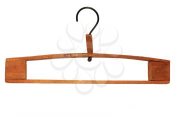 wooden hanger isolated on a white background 