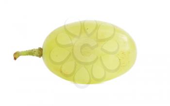 Translucent slice of green grape fruit, macro isolated on white 