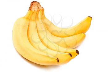 Photo of a sheaf of bananas on a white background 