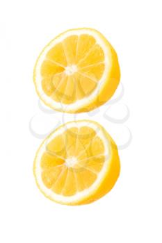 fresh lemon halves on white background

