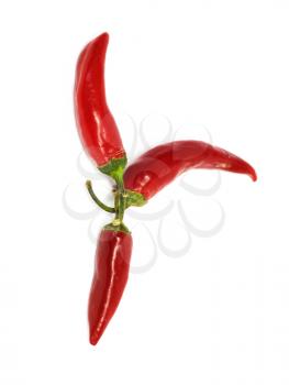 three hot chili peppers 