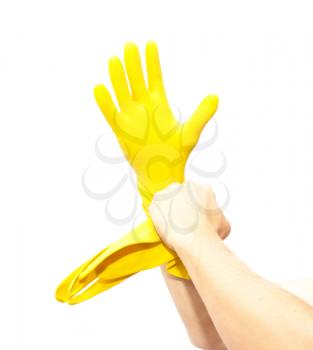 Latex Glove For Cleaning on hand