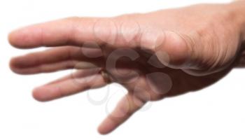 man's hand on a white background