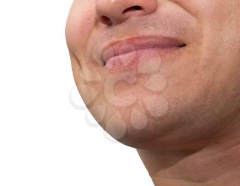 Men's lips on a white background