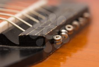 strings on a guitar. macro