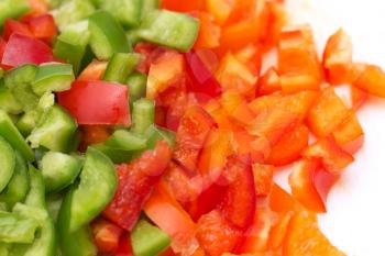 sliced ​​peppers in the background