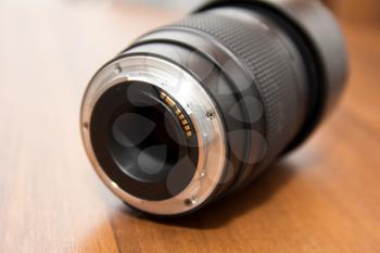 lens on a wooden background