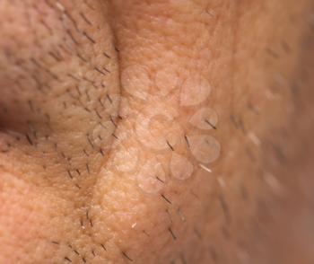 hair on the skin as a background. macro