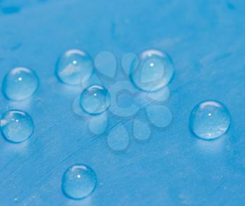 drops of water on a blue background. macro