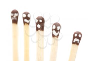 matches with painted faces