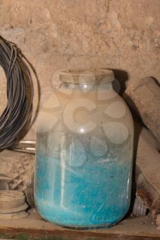 old blue glass jar