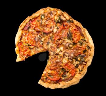 pizza on a black background