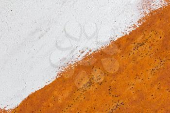 Background of rusty metal painted with white paint