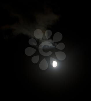 moon with clouds in the night sky