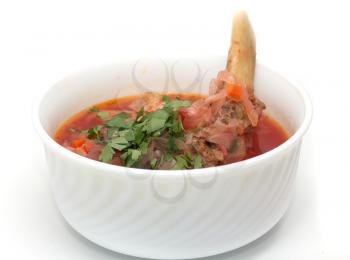 borscht soup on a white background