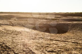 Landscape with sand in the desert as a background .