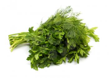 dill with parsley on a white background