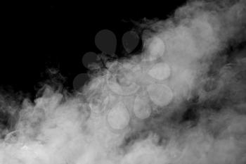 smoke from the leaves on a black background