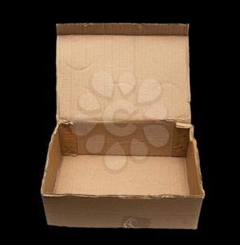 cardboard box on a black background