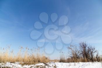 beautiful sky background in winter steppe