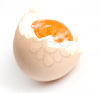 egg with yolk on white background