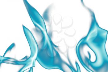 blue flame fire on a white background